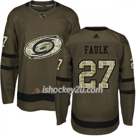 Mænd NHL Carolina Hurricanes Trøje Justin Faulk 27 Adidas 2017-2018 Camo Grøn Authentic